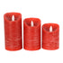 GLOBOSTAR® FIREFLAME 79558 Διακοσμητικό Κερί Παραφίνης με Εφέ Κινούμενης Φλόγας & IR Ασύρματο Χειριστήριο LED 0.5W 25lm 120° DC 3V με 2xAA Μπαταρίες IP20 Θερμό Λευκό 2700K Dimmable - Κόκκινο - Μ7.5 x Π7.5 x Υ15cm - Πακέτο 3 Τεμαχίων - 1 Χρόνο Εγγύηση