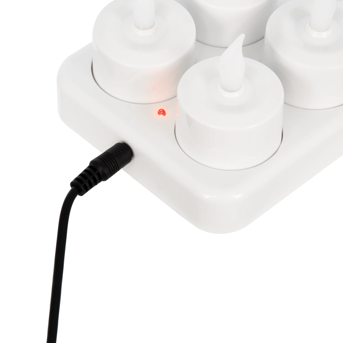 GLOBOSTAR® FIREFLAME 79565 Διακοσμητικά Κεράκια Ρεσώ με Εφέ Κινούμενης Φλόγας & Βάση Φόρτισης LED 0.2W 5lm 180° DC 1.2V με 12x Επαναφορτιζόμενες Μπαταρίες Ni-MH IP20 Θερμό Λευκό 2700K - Λευκό - Μ3.9 x Π3.9 x Υ4.9cm - Πακέτο 6 Τεμαχίων - 2 Χρόνια Εγγύηση