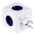 GloboStar® TRAVEL PowerCube PRO Certified 79629 Πολύπριζο 5 Θέσεων με 5 Πρίζες Ασφαλείας Childproof EU Schuko AC 220-240V Μ7.5 x Π11.5 x Υ7.5 - Λευκό με Μπλε - Max Load 3680W/16A - ledmania.gr