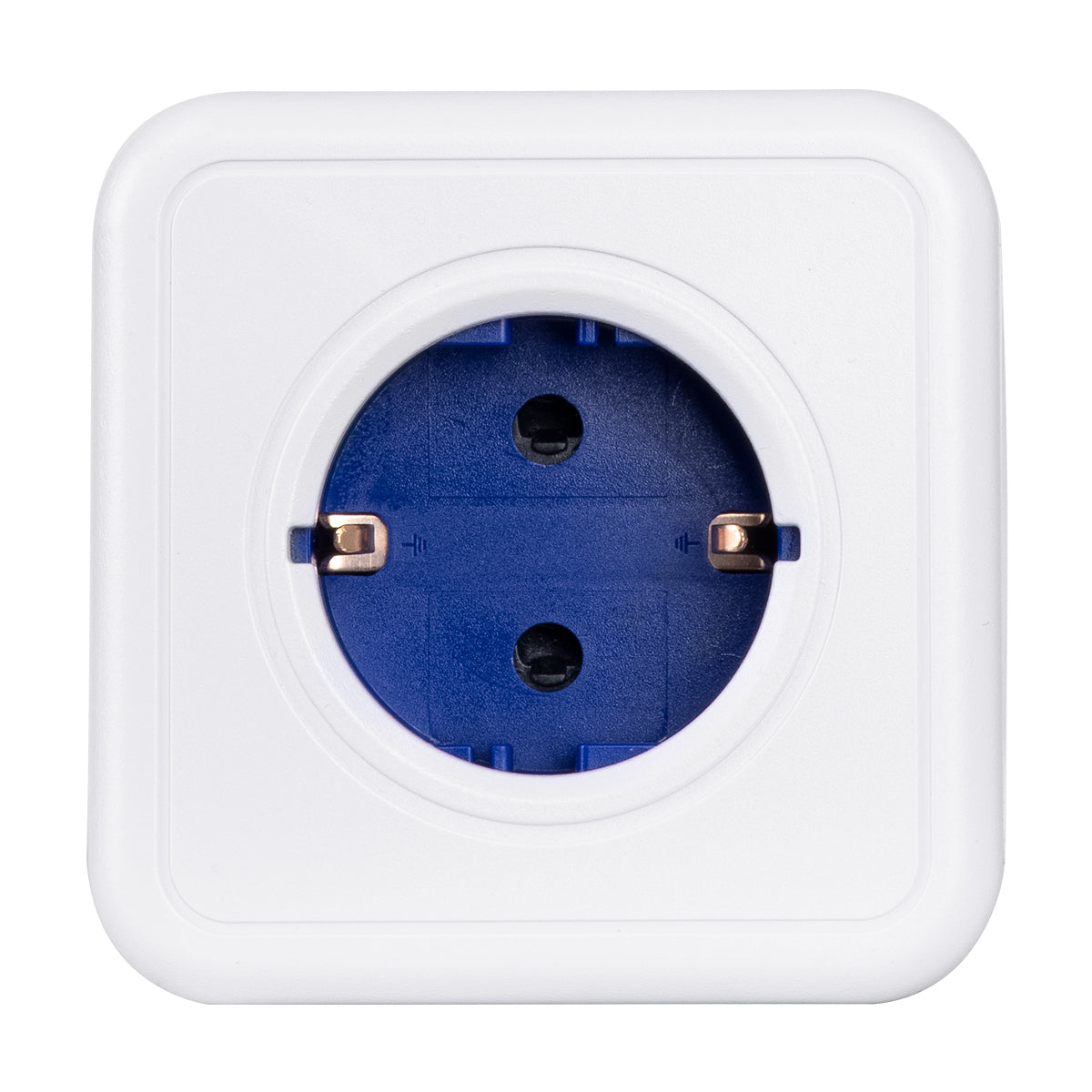 GloboStar® TRAVEL PowerCube PRO Certified 79629 Πολύπριζο 5 Θέσεων με 5 Πρίζες Ασφαλείας Childproof EU Schuko AC 220-240V Μ7.5 x Π11.5 x Υ7.5 - Λευκό με Μπλε - Max Load 3680W/16A - ledmania.gr