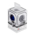 GloboStar® TRAVEL PowerCube PRO Certified 79629 Πολύπριζο 5 Θέσεων με 5 Πρίζες Ασφαλείας Childproof EU Schuko AC 220-240V Μ7.5 x Π11.5 x Υ7.5 - Λευκό με Μπλε - Max Load 3680W/16A - ledmania.gr