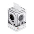 GloboStar® TRAVEL PowerCube PRO Certified 79633 Πολύπριζο 6 Θέσεων με 4 Πρίζες Ασφαλείας Childproof EU Schuko AC 220-240V & 2 Πρίζες USB Max 2.1A/DC 5V Μ7.5 x Π11.5 x Υ7.5 - Λευκό με Γκρι - Max Load 3680W/16A - ledmania.gr