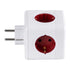 GloboStar® TRAVEL PowerCube PRO Certified 79634 Πολύπριζο 6 Θέσεων με 4 Πρίζες Ασφαλείας Childproof EU Schuko AC 220-240V & 2 Πρίζες USB Max 2.1A/DC 5V Μ7.5 x Π11.5 x Υ7.5 - Λευκό με Κόκκινο - Max Load 3680W/16A - ledmania.gr