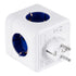 GloboStar® TRAVEL PowerCube PRO Certified 79638 Πολύπριζο 6 Θέσεων με 4 Πρίζες Ασφαλείας Childproof EU Schuko AC 220-240V & 2 Πρίζες USB Max 2.1A/DC 5V Μ7.5 x Π11.5 x Υ7.5 - Λευκό με Μπλε - Max Load 3680W/16A - ledmania.gr
