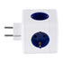 GloboStar® TRAVEL PowerCube PRO Certified 79638 Πολύπριζο 6 Θέσεων με 4 Πρίζες Ασφαλείας Childproof EU Schuko AC 220-240V & 2 Πρίζες USB Max 2.1A/DC 5V Μ7.5 x Π11.5 x Υ7.5 - Λευκό με Μπλε - Max Load 3680W/16A - ledmania.gr