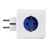 GloboStar® TRAVEL PowerCube PRO Certified 79638 Πολύπριζο 6 Θέσεων με 4 Πρίζες Ασφαλείας Childproof EU Schuko AC 220-240V & 2 Πρίζες USB Max 2.1A/DC 5V Μ7.5 x Π11.5 x Υ7.5 - Λευκό με Μπλε - Max Load 3680W/16A - ledmania.gr