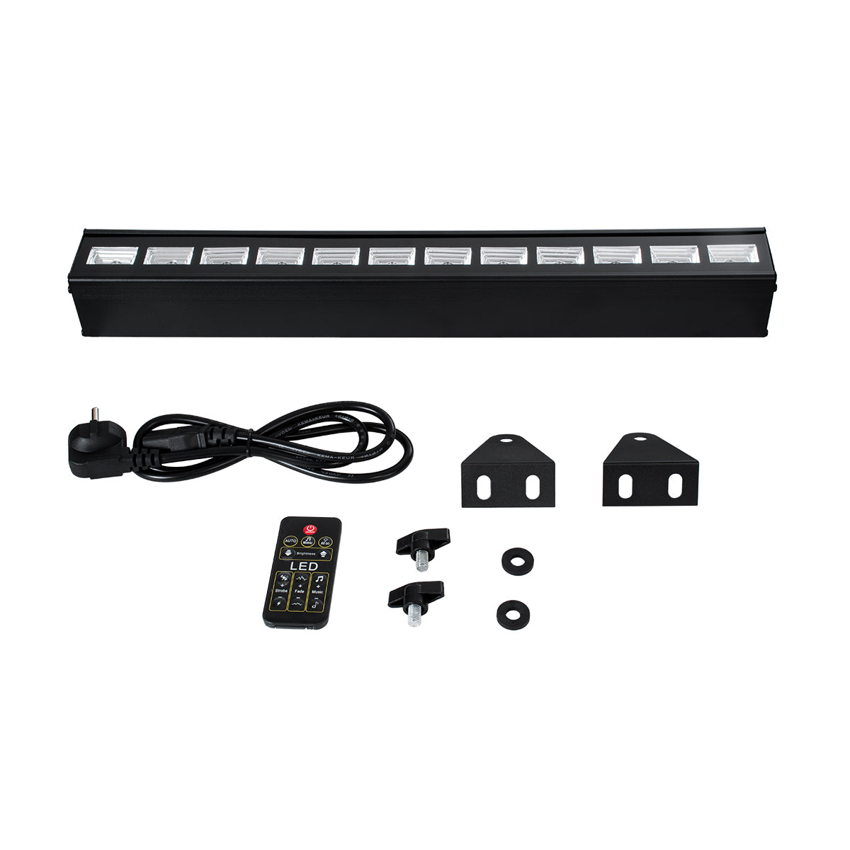 GLOBOSTAR® UVBAR 79660 Μπάρα Φωτισμού με IR Ασύρματο Χειριστήριο LED 36W 120° AC 220-240V IP20 Ultraviolet UV Black Light DMX512 - Star LED Chip - Μαύρο - Μ50 x Π6 x Υ6cm - 2 Χρόνια Εγγύηση