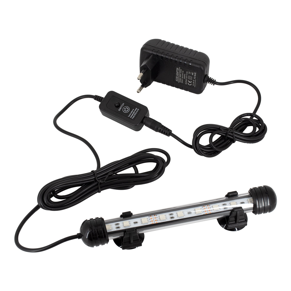 GloboStar® 79670 Φωτιστικό Ενυδρείου 18cm LED 2W 180° AC 230V Αδιάβροχο IP68 με Ασύρματο Χειριστήριο IR Πολύχρωμο RGB - ledmania.gr