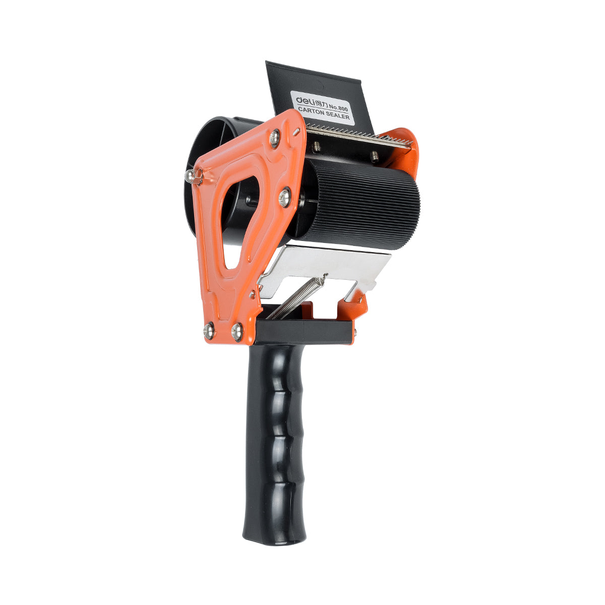 GloboStar® 79951 Επαγγελματική Μηχανή Ταινίας Συσκευασίας Χειρός DELI Μ16.5 x Π7.8 x Υ24cm - Πορτοκαλί & Μαύρο - ledmania.gr