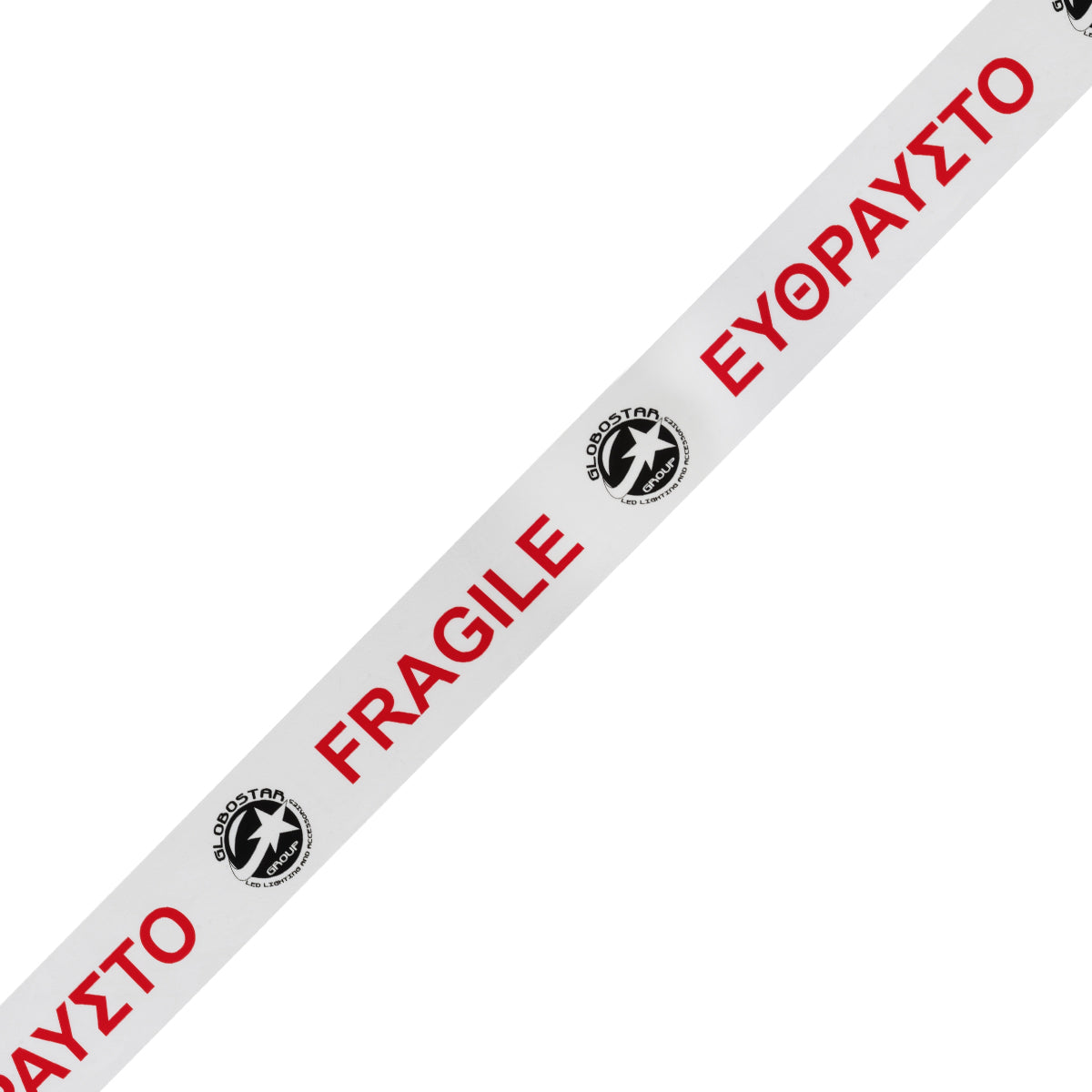 GloboStar® 79964 Ταινία Συσκευασίας 55mm Φάρδος x 150 Μέτρα Μήκος Διαφανή με GloboStar & Εύθραυστο Λογότυπο - ledmania.gr
