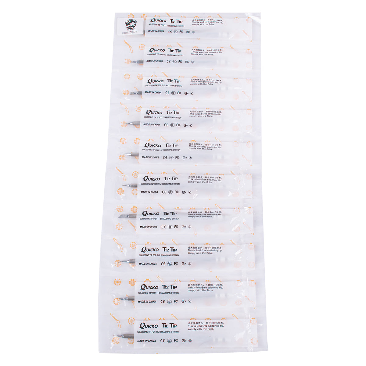 GLOBOSTAR® DRILLPRO-T12 79977 Σετ 10 Κεφαλών για Σταθμό Συγκόλλησης/Κολλητήρι Συμβατές με Μοντέλα HAKKO FX951 & FX952 - Μ15.5 x Π15.5 x Υ2cm - Πακέτο 10 Τεμαχίων