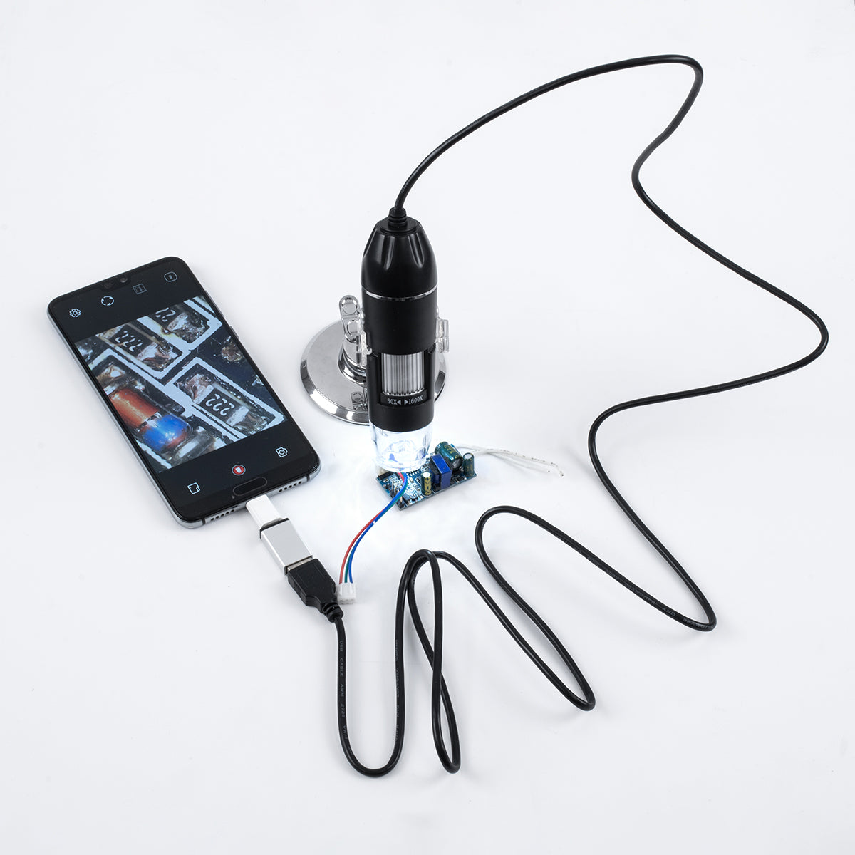 GLOBOSTAR® MICROCAM 79995 Ψηφιακό Ηλεκτρονικό Μικροσκόπιο / Κάμερα 2MP 1600x1200px με x1000 Zoom Mode & 8 LED DC 5V με USB-C IP20 - Μ3.5 x Π3.5 x Υ12cm - 2 Χρόνια Εγγύηση