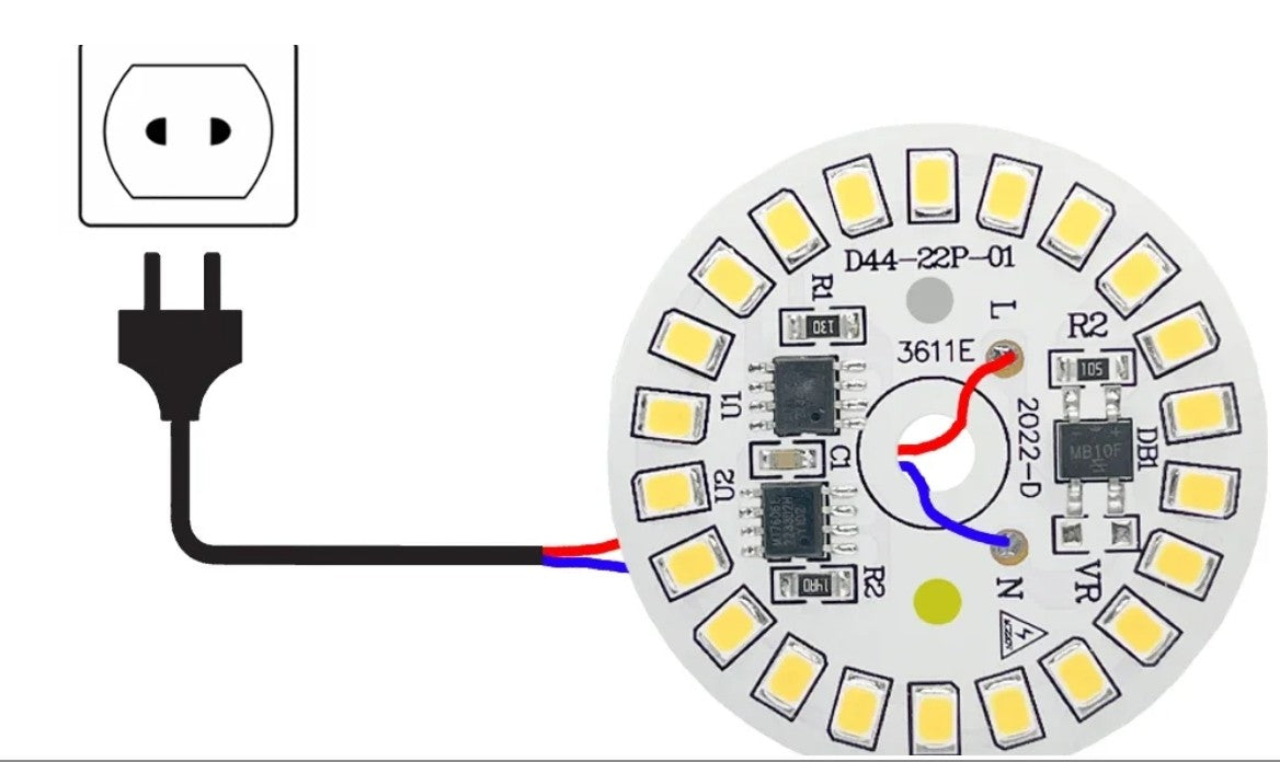 Πάνελ φωτισμού υψηλής τάσης 7W-220V με καλώδιο σύνδεσης LED DIY χωρίς οδηγό-Ζεστό Λευκο