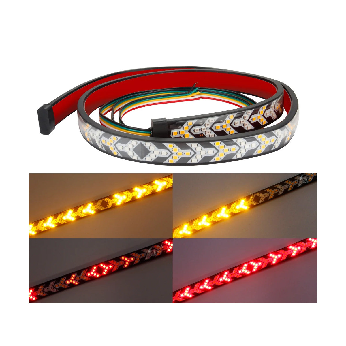 GloboStar® 81735 Car Backlit LED Strip Εύκαμπτη Ταινία 150cm Σήμανσης DRL Αυτοκινήτου 3 Προγραμμάτα Φωτισμού LED SMD 5050 12W DC 9-30V Αδιάβροχη IP65 Πορτοκαλί - Κόκκινο - 2 Χρόνια Εγγύηση - ledmania.gr