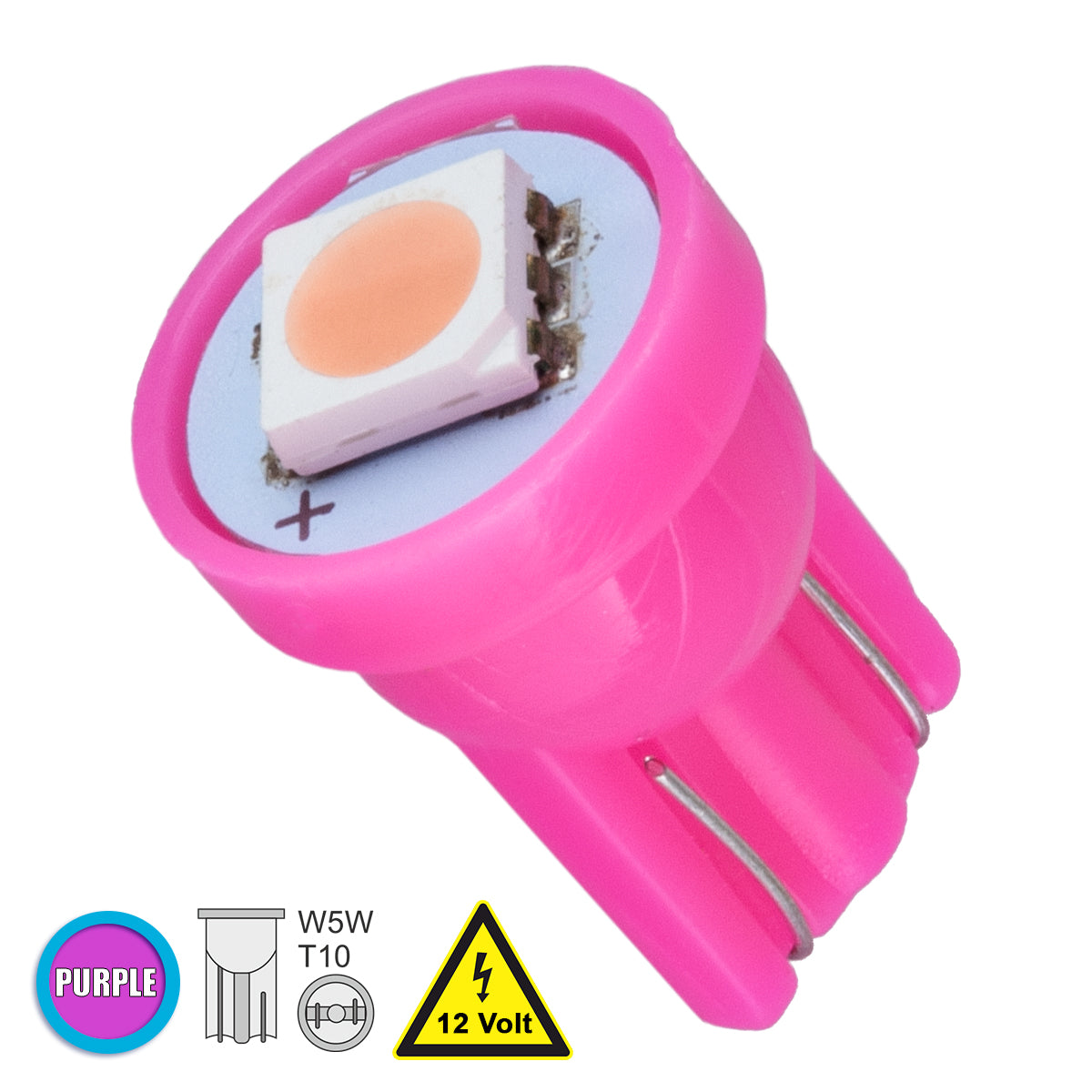 GLOBOSTAR® W5W-T10 81049 Λάμπα W5W T10 LED 0.12W 22lm 120° DC 12V IP20 Ροζ - 1 x Epistar SMD5050 Chip - Μ1.1 x Π1.1 x Υ1.7cm - 1 Χρόνο Εγγύηση - ledmania.gr