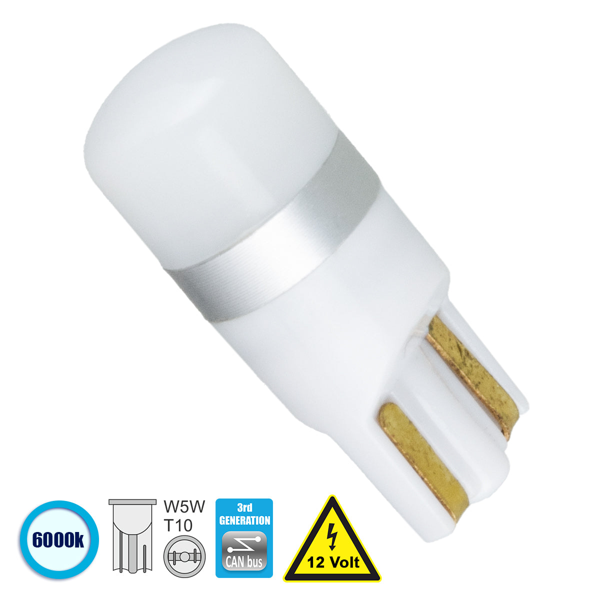 GLOBOSTAR® W5W-T10 81098 Λάμπα W5W T10 CANbus LED 4W 564lm 360° DC 12V IP20 Ψυχρό Λευκό 6000K - 1 x Cree XHP35 Chip - Μ1 x Π1 x Υ3.2cm - 1 Χρόνο Εγγύηση - ledmania.gr