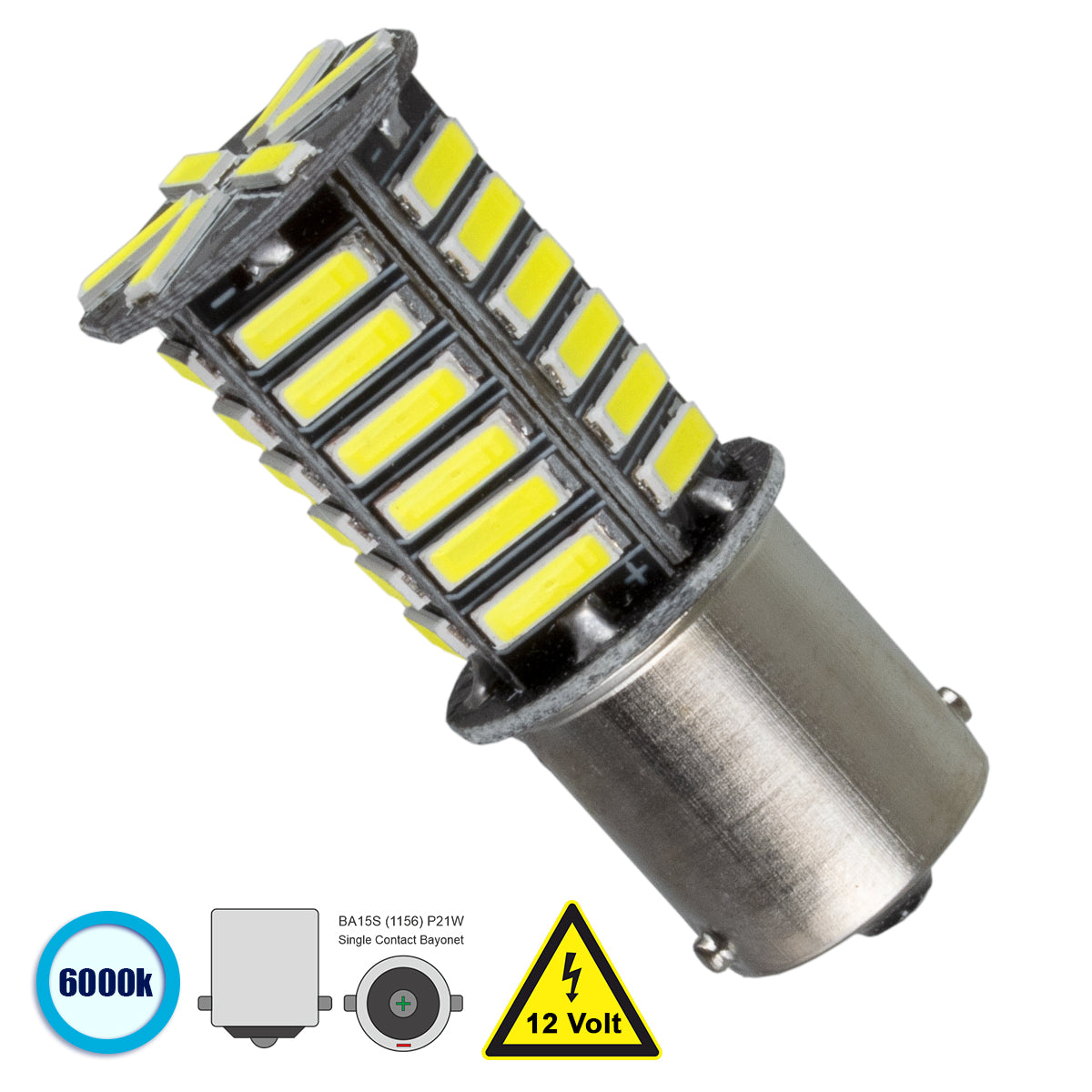 GloboStar® 81209 Λάμπα Αυτοκίνητου 1156 - BA15S - P21W LED 36 SMD 7020 8W 1200lm 360° DC 12V IP20 Ψυχρό Λευκό 6000K - ledmania.gr