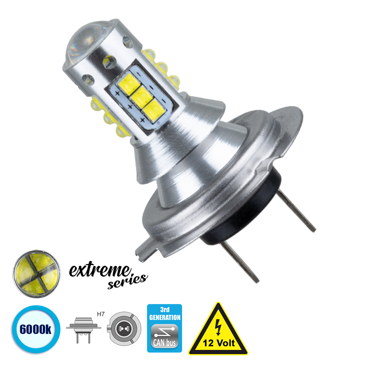 GLOBOSTAR® H7 81436 Λάμπα H7 CANbus LED 15W 1850lm 360° DC 12V IP20 Ψυχρό Λευκό 6000K - 16 x CREE XBD Chip - Μ3.4 x Π3.4 x Υ5.7cm - 1 Χρόνο Εγγύηση - ledmania.gr