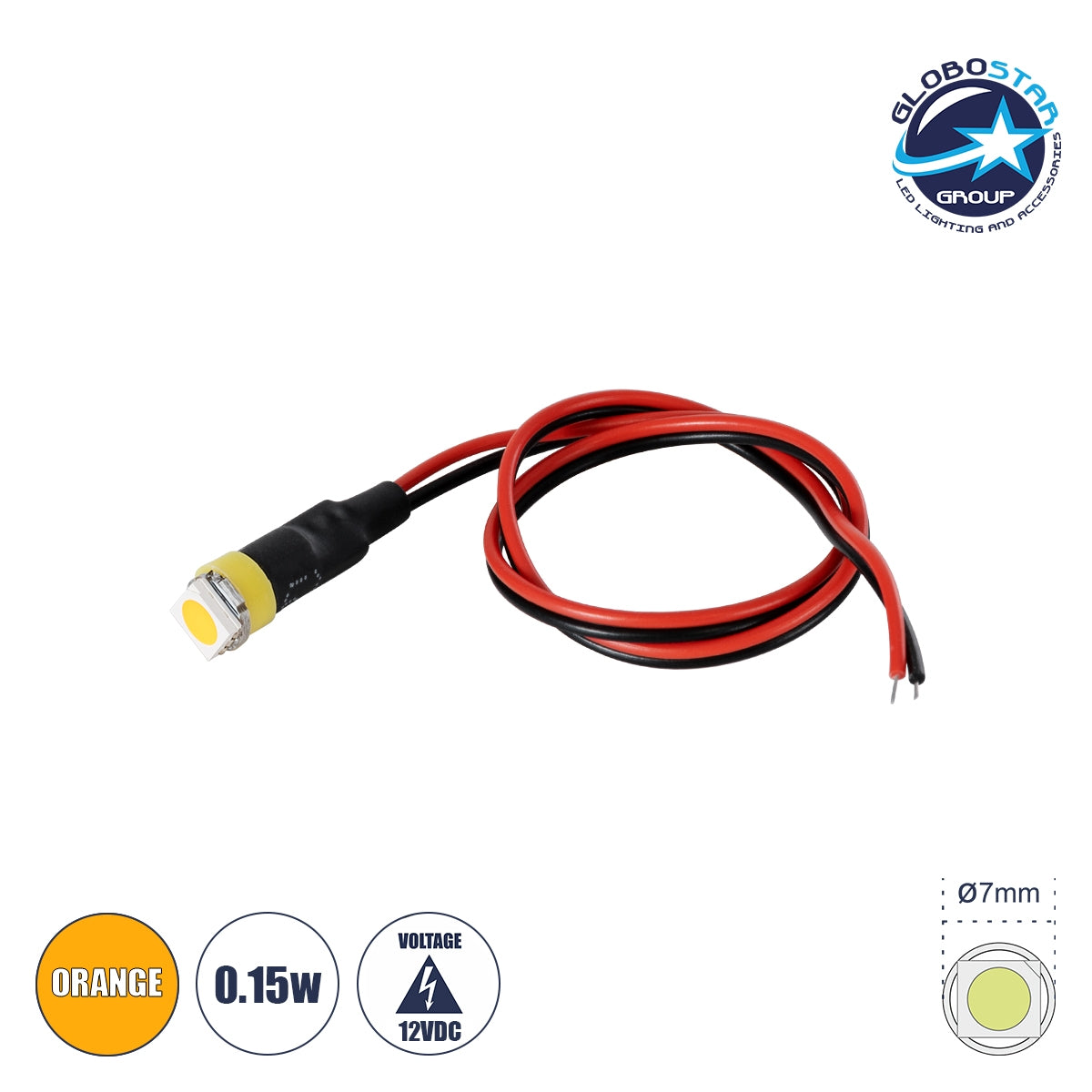 GloboStar® SMD-LED 81484 Υψηλής Ισχύος SMD LED 0.15W DC 12V - Φ0.7 x Υ2.3cm - Πορτοκαλί - Dimmable - 2 Χρόνια Εγγύηση - ledmania.gr