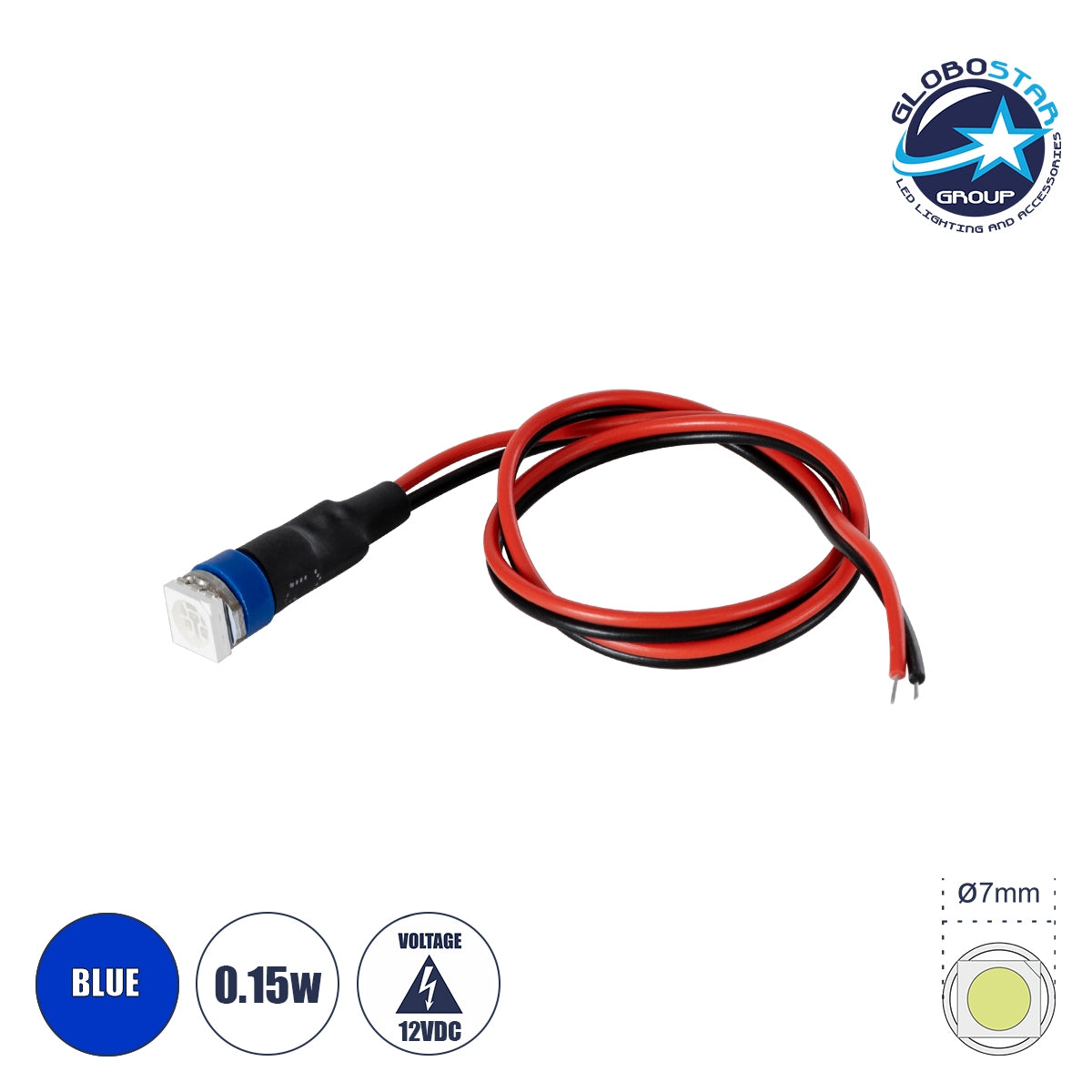 GloboStar® SMD-LED 81487 Υψηλής Ισχύος SMD LED 0.15W DC 12V - Φ0.7 x Υ2.3cm - Μπλε - Dimmable - 2 Χρόνια Εγγύηση - ledmania.gr