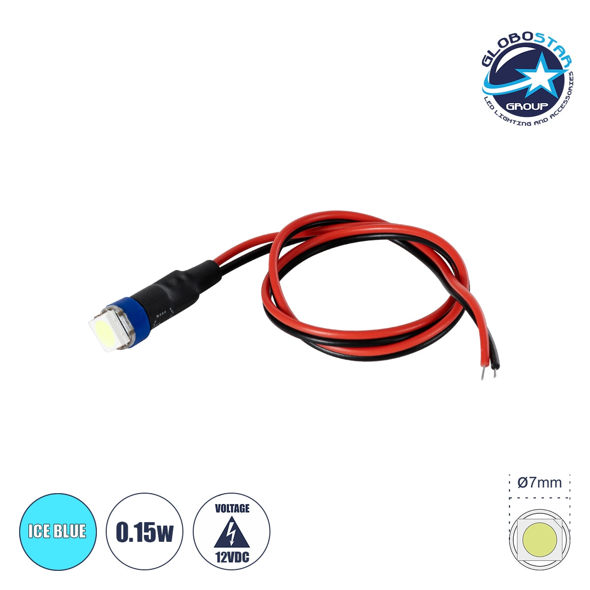 GloboStar® SMD-LED 81488 Υψηλής Ισχύος SMD LED 0.15W DC 12V - Φ0.7 x Υ2.3cm - Ice Blue - Dimmable - 2 Χρόνια Εγγύηση - ledmania.gr