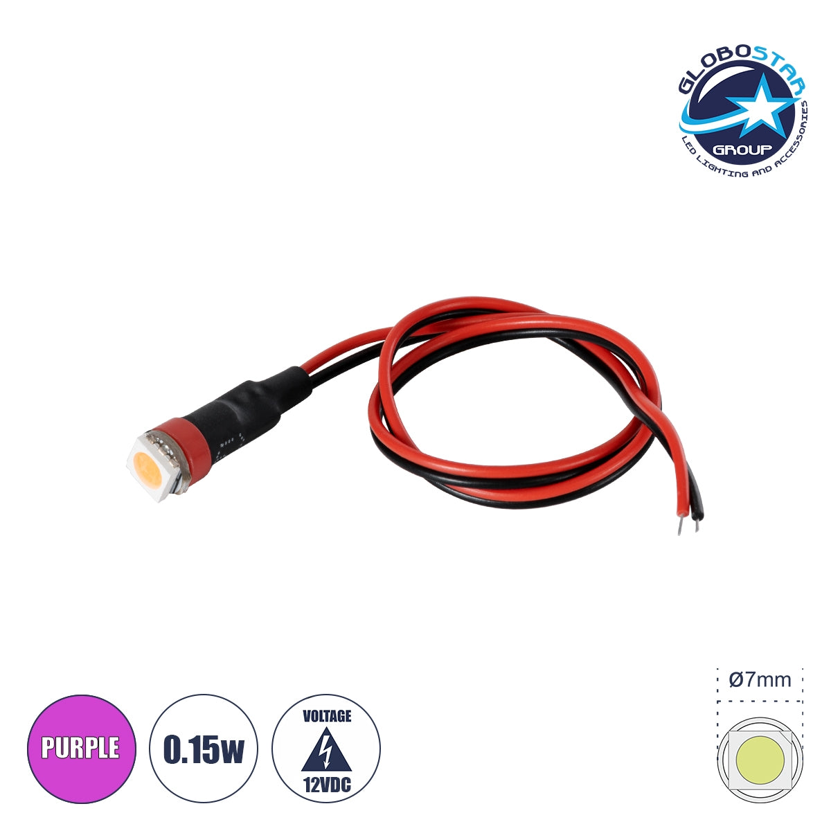 GloboStar® SMD-LED 81489 Υψηλής Ισχύος SMD LED 0.15W DC 12V - Φ0.7 x Υ2.3cm - Φούξια - Dimmable - 2 Χρόνια Εγγύηση - ledmania.gr