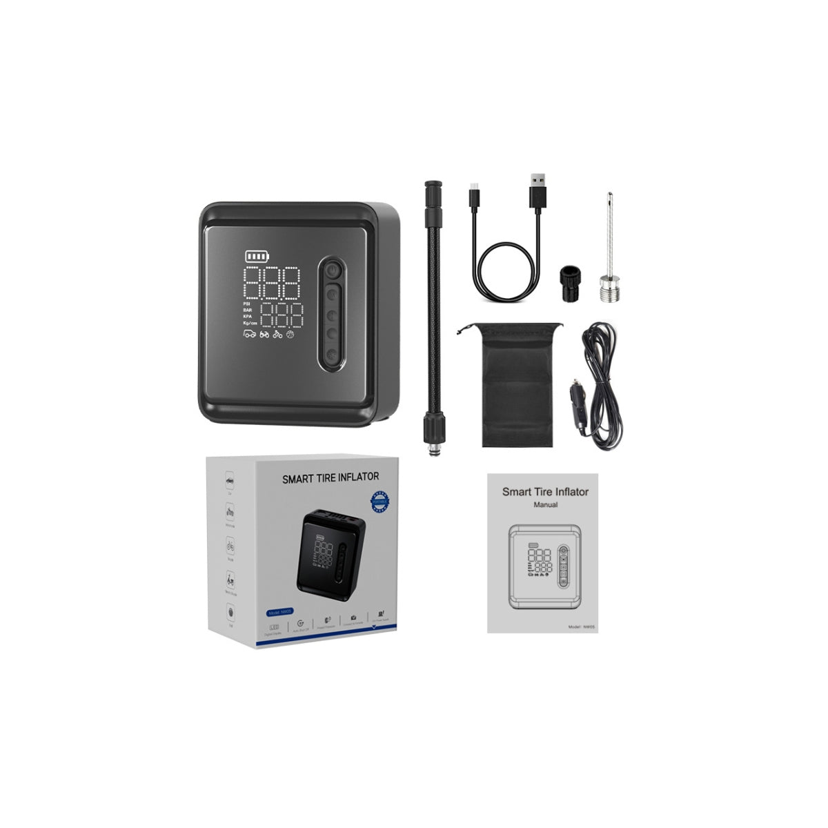 GloboStar® 81490 Φορητή Επαναφορτιζόμενη Ψηφιακή Τρόμπα - Κομπρέσορας Αέρος Αυτοκινήτου & Μοτοσυκλέτας - με Οθόνη LCD & Ενσωματωμένη Επαναφορτιζόμενη Μπαταρία Λιθίου 7800 mAh - Πίεση Αέρος Max 150 PSI - 5 Προγράμματα - Φακό LED - Power Bank με έξοδο US... - ledmania.gr