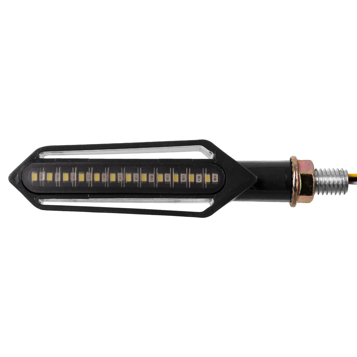 GloboStar® 81757 ΣΕΤ 2 x Φλάς Μοτοσυκλέτας Universal Knife LED SMD 5050 5W DC 12V 2 Λειτουργιών Λευκό 6000K για Φώτα Ημέρας & με Τρεχούμενο Εφέ Φωτισμού Πορτοκαλί για Φλας Αδιάβροχα IP65 - ledmania.gr