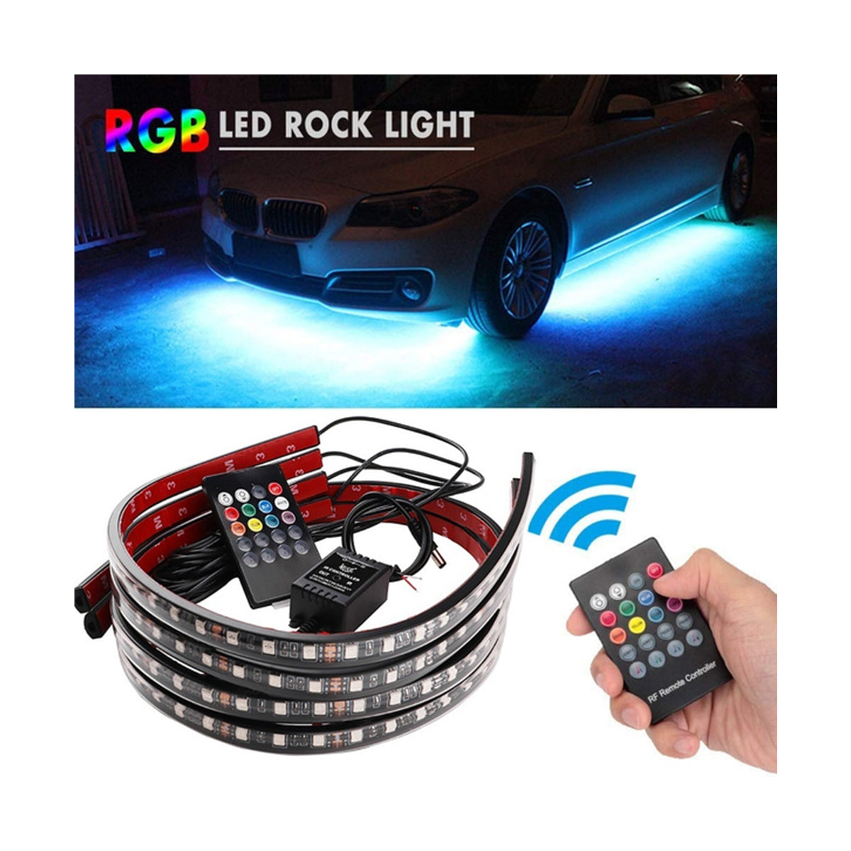GLOBOSTAR® UNDERBODY 81841 Κιτ Διακοσμητικού Φωτισμού Αυτοκινήτου με IR Ασύρματο Χειριστήριο LED 72W 4320lm 120° DC 12V Αδιάβροχο IP65 Πολύχρωμο RGB - 2 Τεμάχια x Μ90 x Π1.3 x Υ1.3cm & 2 Τεμάχια x Μ120 x Π1.3 x Υ1.3cm - Πακέτο 4 Τεμαχίων - 1 Χρόνο Εγγύηση - ledmania.gr