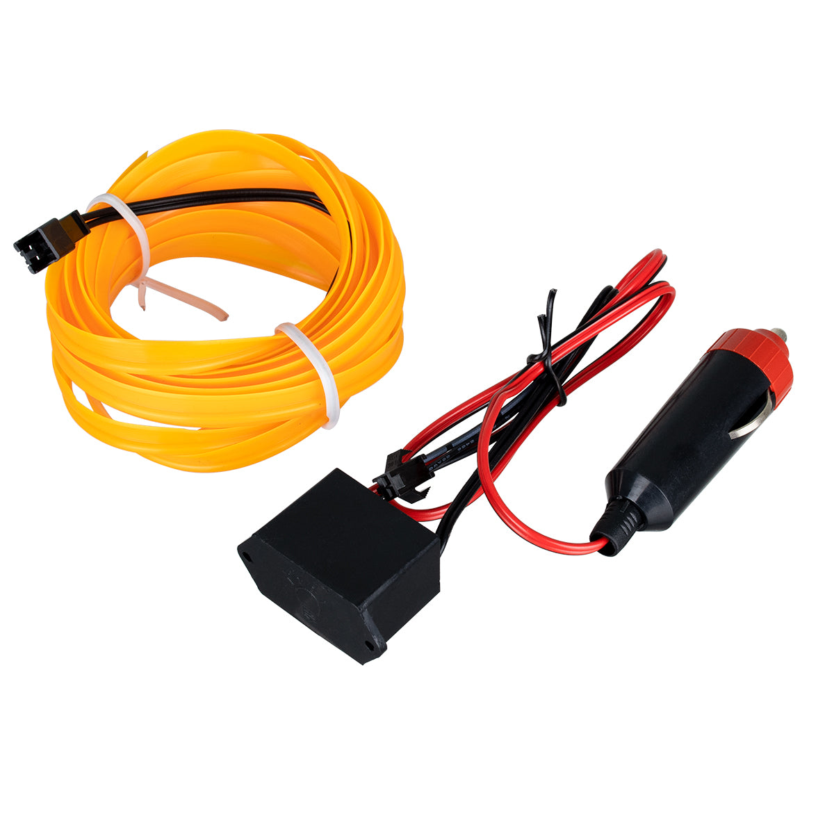 GloboStar® 82208 TUBE 360° Degree Διακοσμητική EL-Wire Neon Αυτοκινήτου Κορδόνι ΣΕΤ 3m 1W/3m 30lm/m 360° DC 12V με Βύσμα Αναπτήρα Αυτοκινήτου Αδιάβροχη IP68 Κίτρινο - ledmania.gr