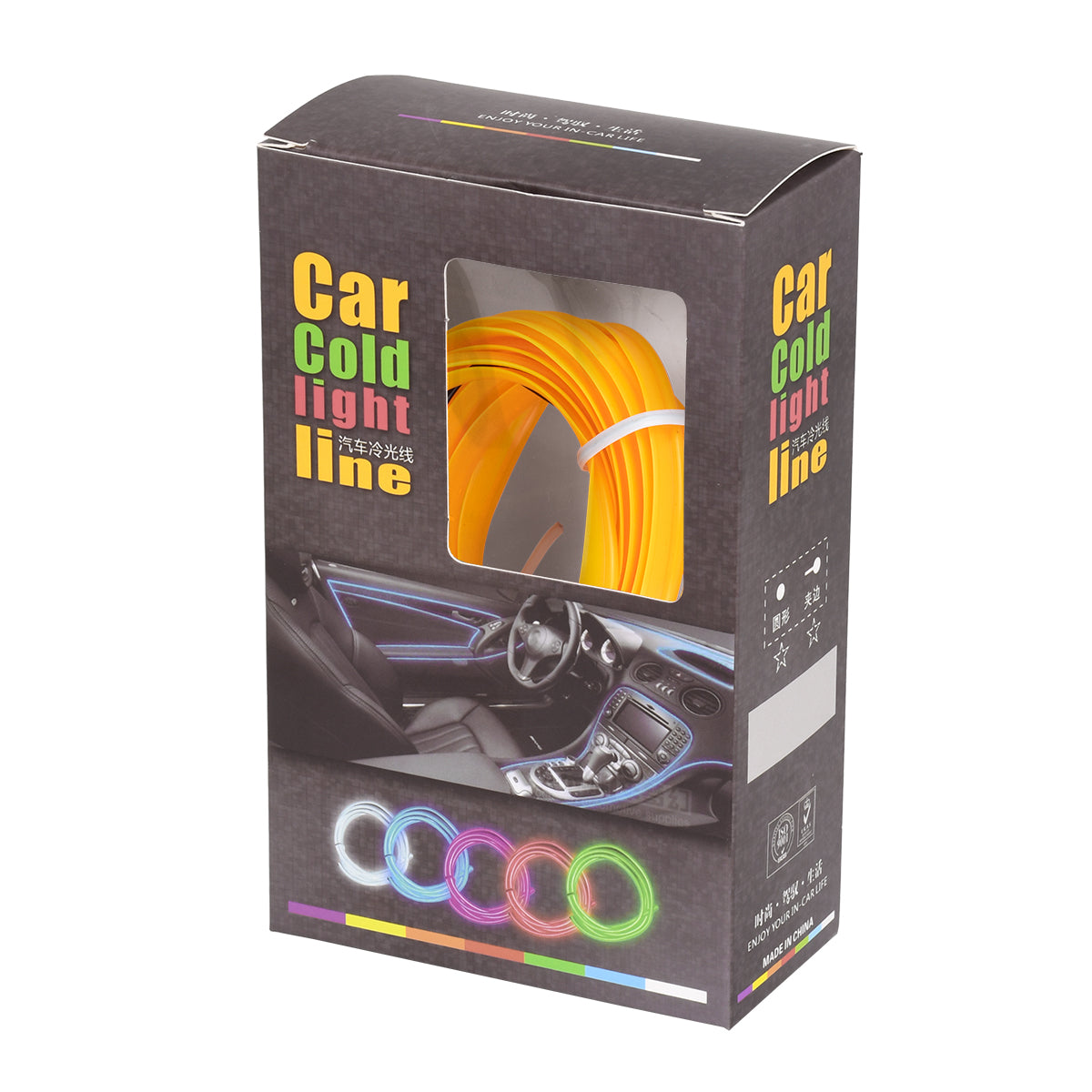 GloboStar® 82208 TUBE 360° Degree Διακοσμητική EL-Wire Neon Αυτοκινήτου Κορδόνι ΣΕΤ 3m 1W/3m 30lm/m 360° DC 12V με Βύσμα Αναπτήρα Αυτοκινήτου Αδιάβροχη IP68 Κίτρινο - ledmania.gr