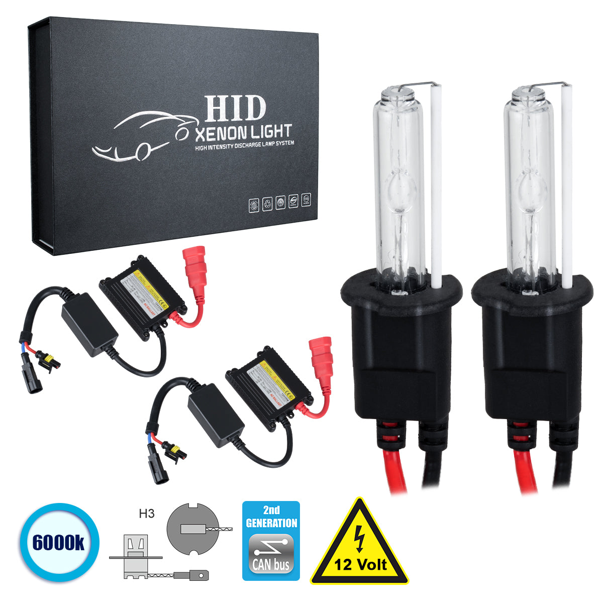 GloboStar® 84101 H3 CB Line KIT Βασικού Φωτισμού Αυτοκινήτου & Μοτοσυκλέτας 2nd Generation Can-Bus Series XENON 70W 6400lm DC 9-16V Αδιάβροχο IP65 Ψυχρό Λευκό 6000K - ledmania.gr