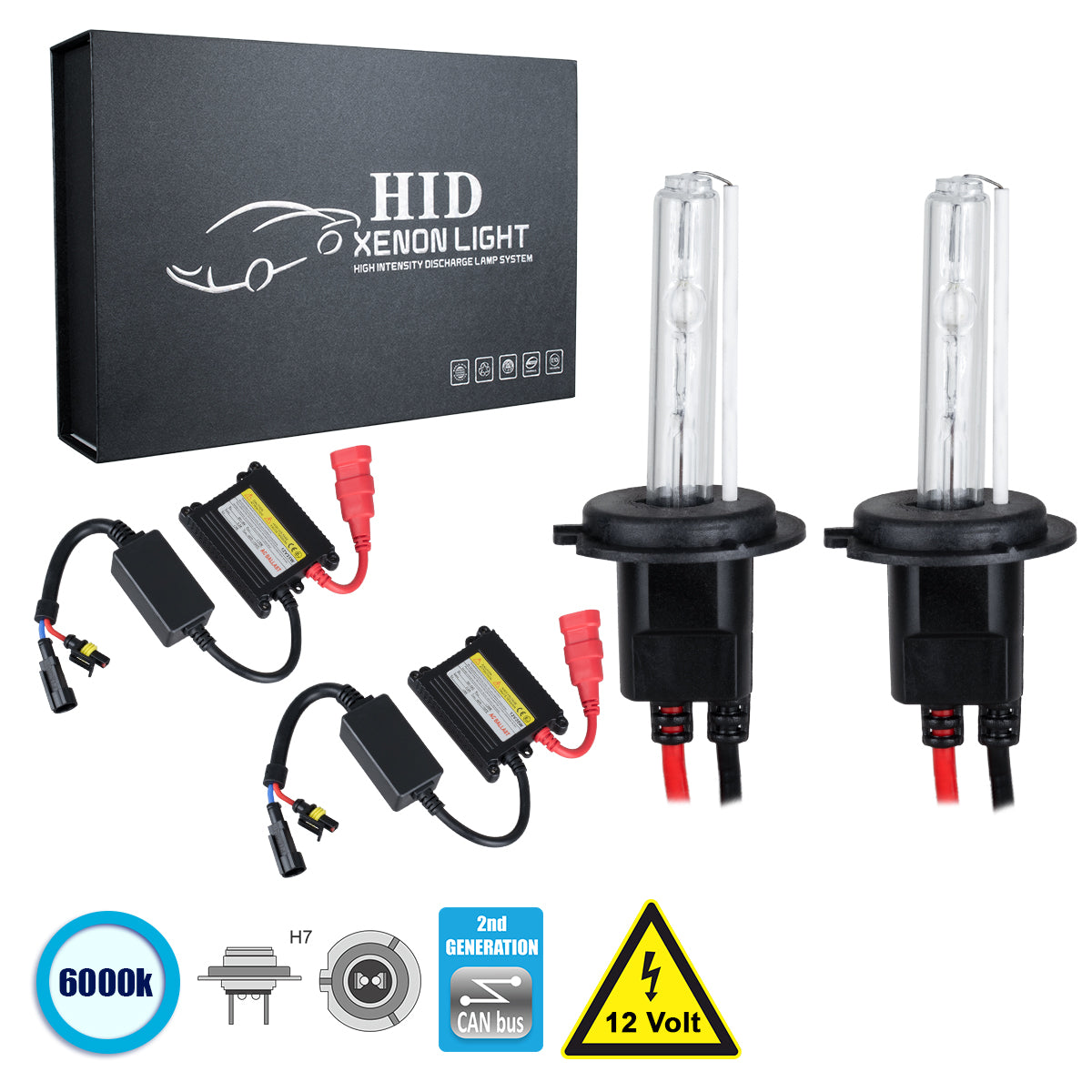 GloboStar® 84103 H7 CB Line KIT Βασικού Φωτισμού Αυτοκινήτου & Μοτοσυκλέτας 2nd Generation Can-Bus Series XENON 70W 6400lm DC 9-16V Αδιάβροχο IP65 Ψυχρό Λευκό 6000K - ledmania.gr