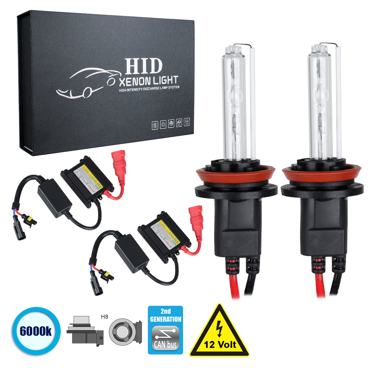 GloboStar® 84104 H8 CB Line KIT Βασικού Φωτισμού Αυτοκινήτου & Μοτοσυκλέτας 2nd Generation Can-Bus Series XENON 70W 6400lm DC 9-16V Αδιάβροχο IP65 Ψυχρό Λευκό 6000K - ledmania.gr