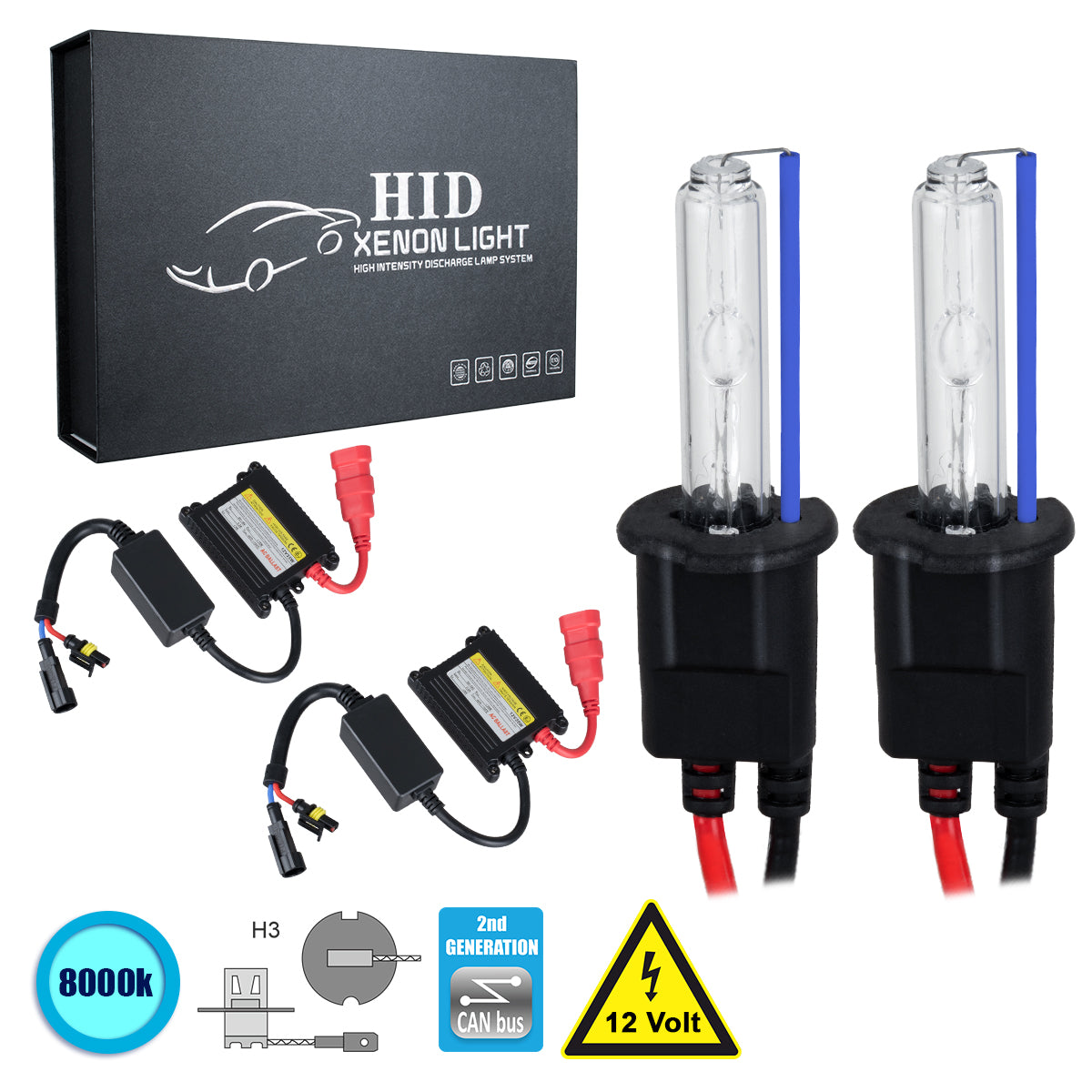 GloboStar® 84112 H3 CB Line KIT Βασικού Φωτισμού Αυτοκινήτου & Μοτοσυκλέτας 2nd Generation Can-Bus Series XENON 70W 6400lm DC 9-16V Αδιάβροχο IP65 Ψυχρό Λευκό 8000K - ledmania.gr