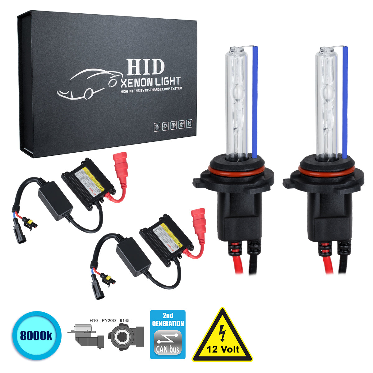 GloboStar® 84117 H10 CB Line KIT Βασικού Φωτισμού Αυτοκινήτου & Μοτοσυκλέτας 2nd Generation Can-Bus Series XENON 70W 6400lm DC 9-16V Αδιάβροχο IP65 Ψυχρό Λευκό 8000K - ledmania.gr