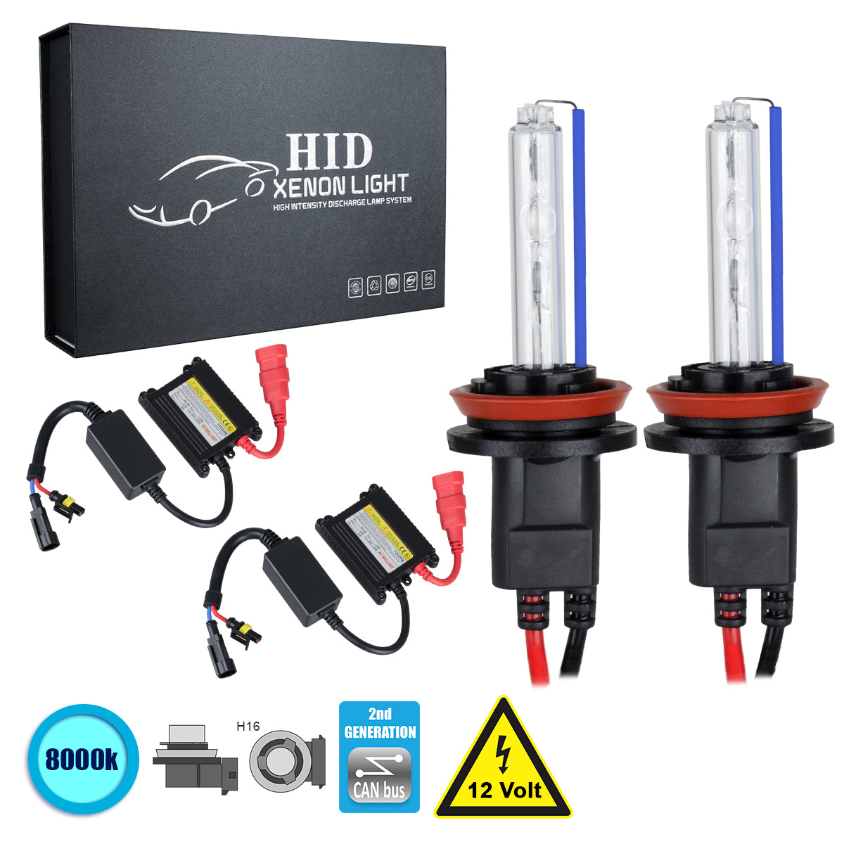 GloboStar® 84119 H16 CB Line KIT Βασικού Φωτισμού Αυτοκινήτου & Μοτοσυκλέτας 2nd Generation Can-Bus Series XENON 70W 6400lm DC 9-16V Αδιάβροχο IP65 Ψυχρό Λευκό 8000K - ledmania.gr