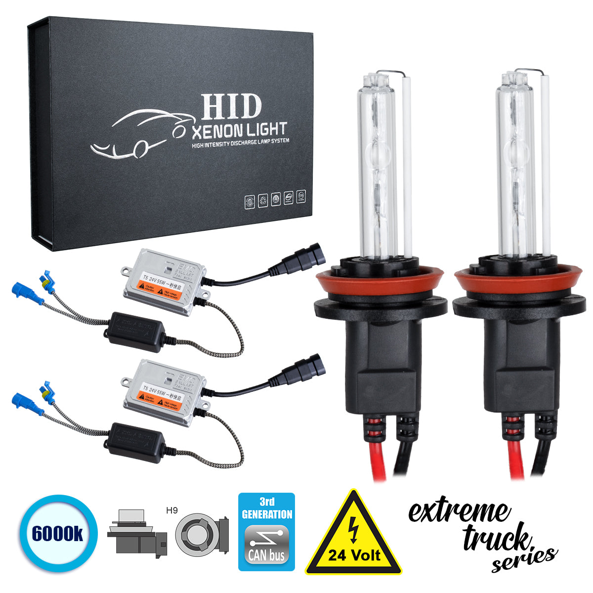 GloboStar® 84127 H9 XCB Line KIT Βασικού Φωτισμού Φορτηγού 3rd Generation Can-Bus Extreme Truck Series XENON 110W 10350lm DC 24V Αδιάβροχο IP65 Ψυχρό Λευκό 6000K - ledmania.gr