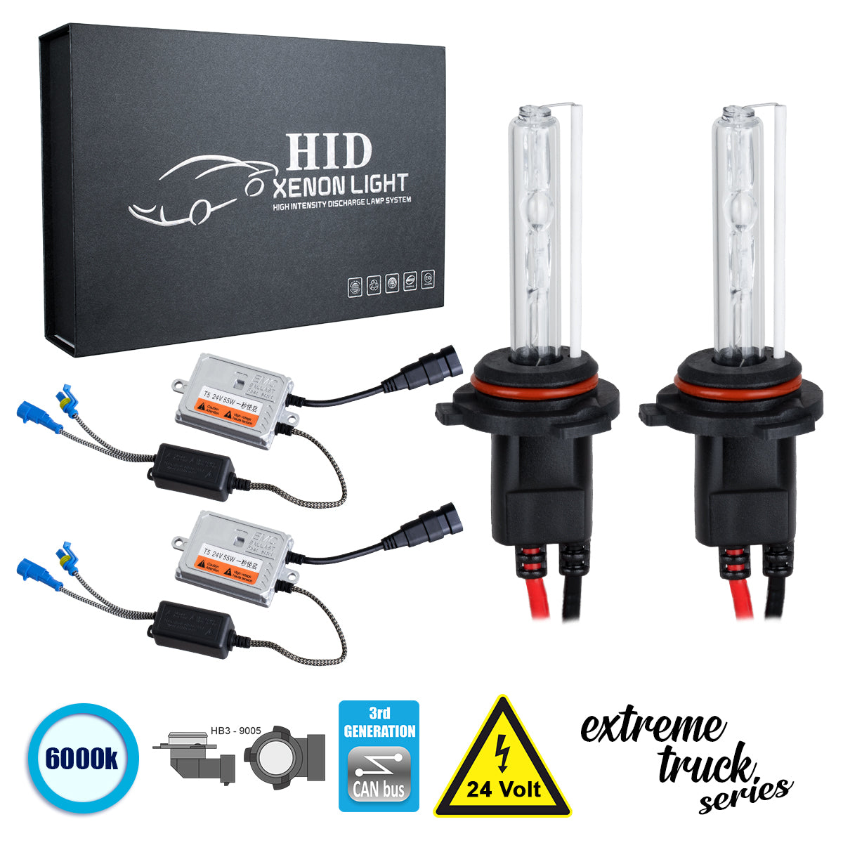 GloboStar® 84131 HB3 9005 XCB Line KIT Βασικού Φωτισμού Φορτηγού 3rd Generation Can-Bus Extreme Truck Series XENON 110W 10350lm DC 24V Αδιάβροχο IP65 Ψυχρό Λευκό 6000K - ledmania.gr