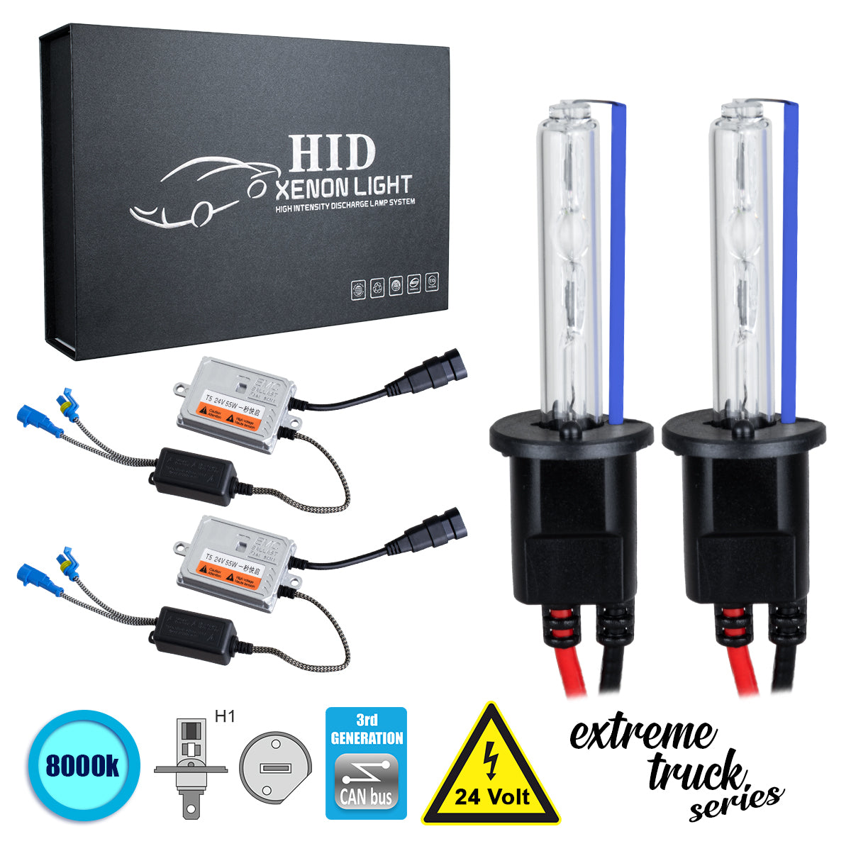 GloboStar® 84133 H1 XCB Line KIT Βασικού Φωτισμού Φορτηγού 3rd Generation Can-Bus Extreme Truck Series XENON 110W 10350lm DC 24V Αδιάβροχο IP65 Ψυχρό Λευκό 8000K - ledmania.gr