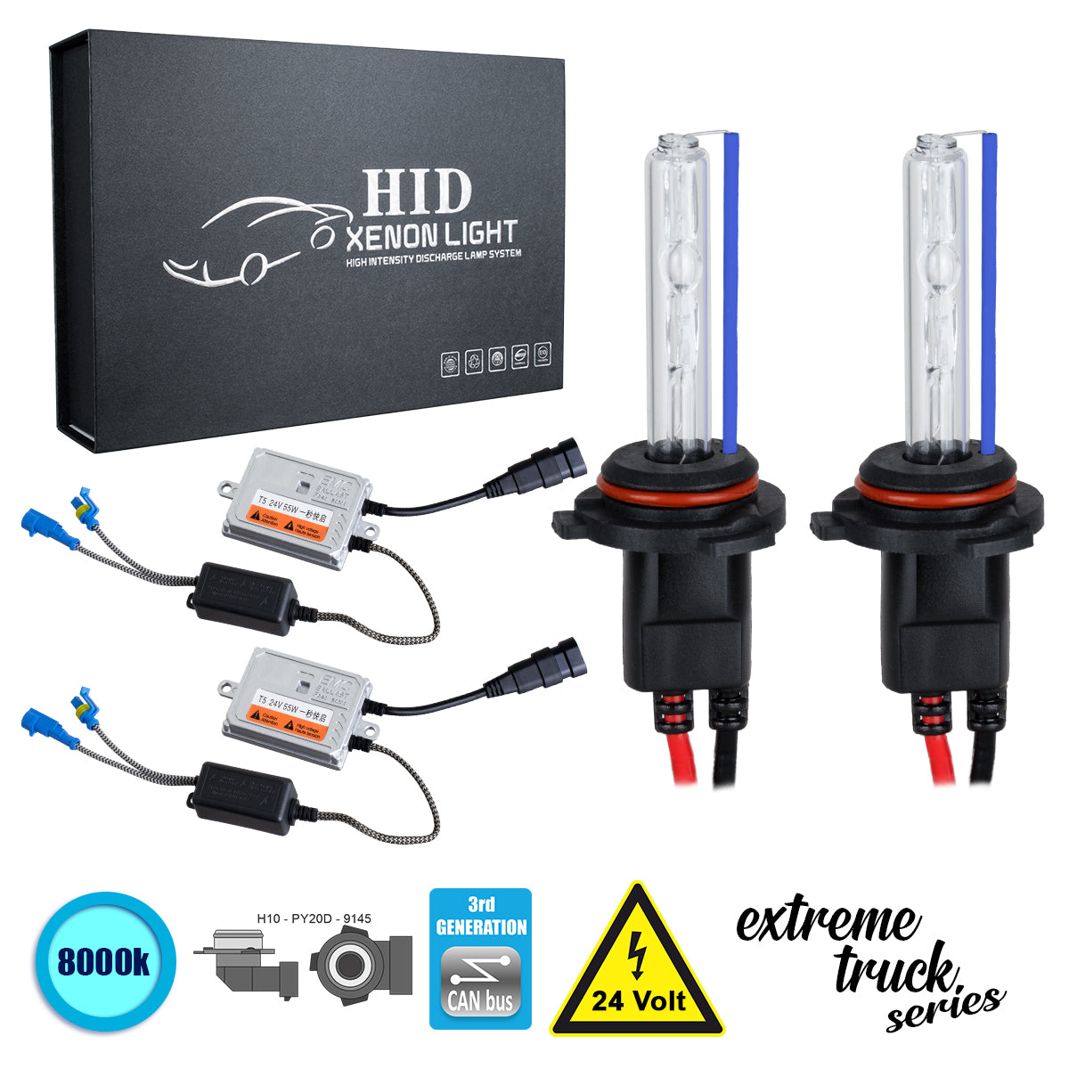 GloboStar® 84139 H10 XCB Line KIT Βασικού Φωτισμού Φορτηγού 3rd Generation Can-Bus Extreme Truck Series XENON 110W 10350lm DC 24V Αδιάβροχο IP65 Ψυχρό Λευκό 8000K - ledmania.gr