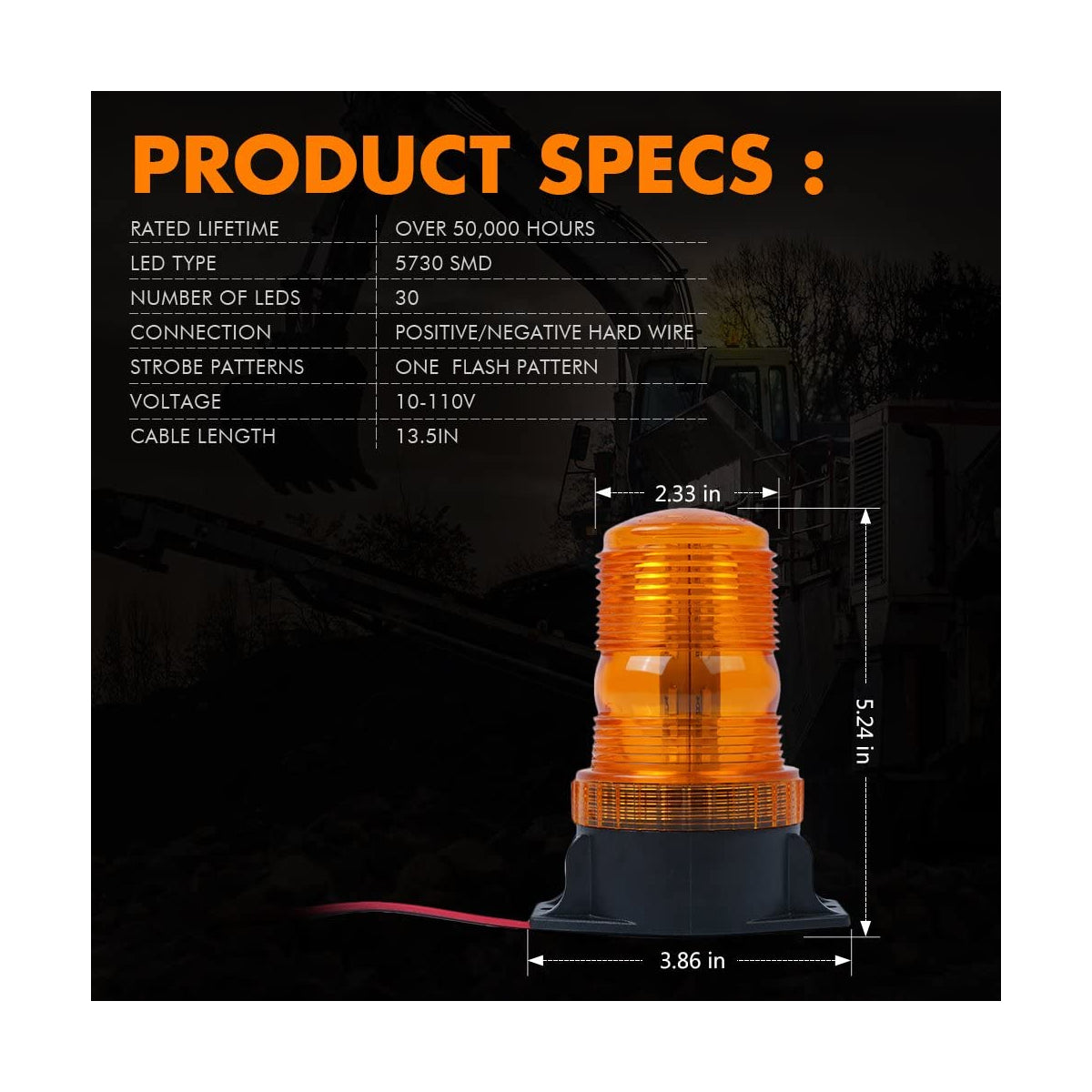 GloboStar® 85195 PRO Series Φάρος Ασφαλείας για Περονοφόρα - Κλαρκ - Αυτοκίνητα & Φορτηγά STROBE LED SMD 5730 40W DC 10-110V Αδιάβροχος IP65 Πορτοκαλί - ledmania.gr