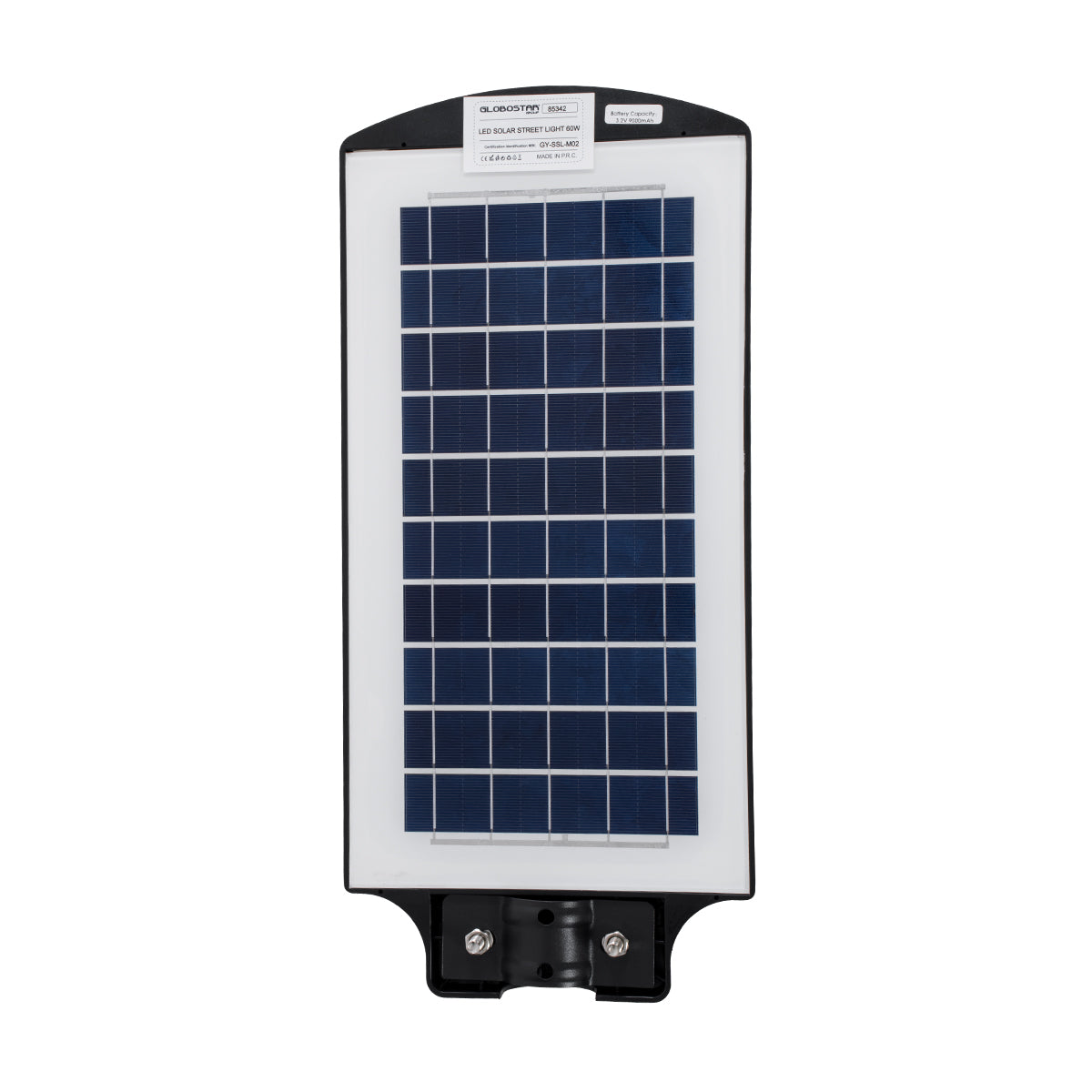 GLOBOSTAR® STREETB 85342 Φωτιστικό Δρόμου LED 60W 3000lm 120° DC 5V με Ενσωματωμένο Φωτοβολταϊκό Panel 6V 9W & Επαναφορτιζόμενη Μπαταρία Li-ion 3.2V 9000mAh με Αισθητήρα Κίνησης-Ημέρας-Νύχτας Αδιάβροχο IP65 Ψυχρό Λευκό 6000K - Μαύρο - Μ22 x Π50 x Υ6cm ... - ledmania.gr