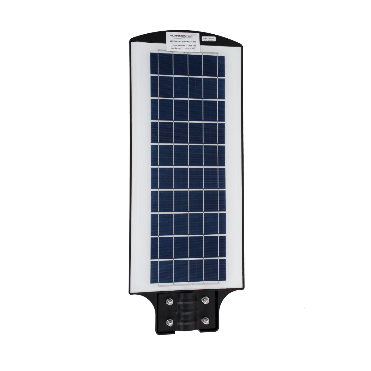 GLOBOSTAR® STREETB 85343 Φωτιστικό Δρόμου LED 90W 4500lm 120° DC 5V με Ενσωματωμένο Φωτοβολταϊκό Panel 6V 12W & Επαναφορτιζόμενη Μπαταρία Li-ion 3.2V 12000mAh με Αισθητήρα Κίνησης-Ημέρας-Νύχτας Αδιάβροχο IP65 Ψυχρό Λευκό 6000K - Μαύρο - Μ24 x Π63 x Υ6c... - ledmania.gr