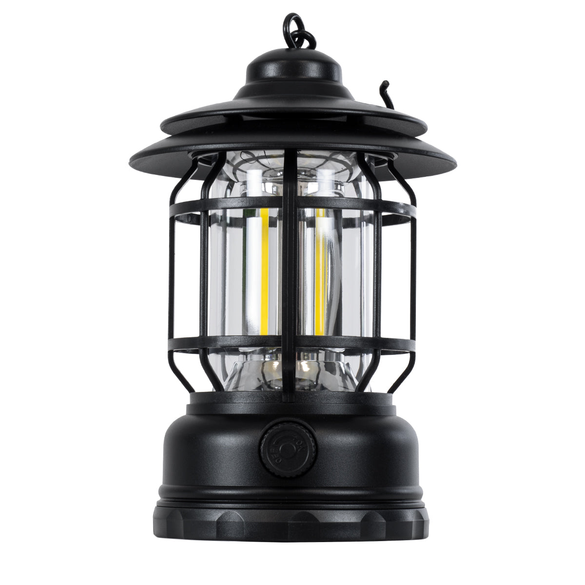 GloboStar® 85692 Αυτόνομο Επαναφορτιζόμενο Φανάρι Camping LED 5W USB 2.0 με Επαναφορτιζόμενη Μπαταρία 1 x 18650 2000mAh Li-ion - IP20 - Dimmable - Μαύρο με Διάφανο Γυαλί - Θερμό Λευκό 3000K Φ12 x Υ17cm - ledmania.gr
