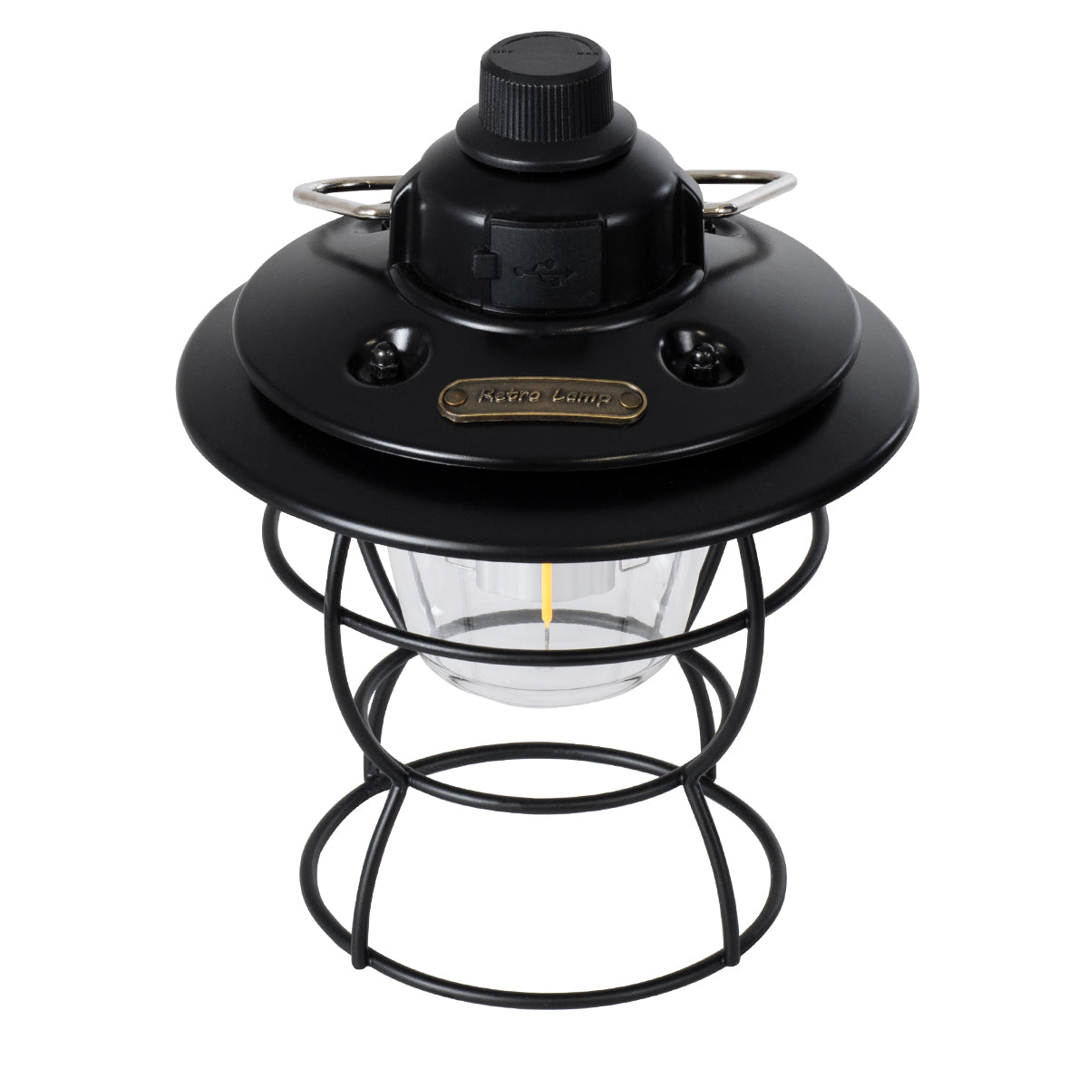 GloboStar® 85695 Αυτόνομο Φανάρι Camping LED 4W USB 2.0 με Επαναφορτιζόμενη Μπαταρία 1 x 18650 2000mAh Li-ion Power Bank IP20 Dimmable Μαύρο με Διάφανο Γυαλί CCT Εναλλαγή Φωτισμού μέσω On/Off All In One Ψυχρό 6000K+Φυσικό 4500K+Θερμό 2700K Φ13.5 x Υ17.5cm - ledmania.gr