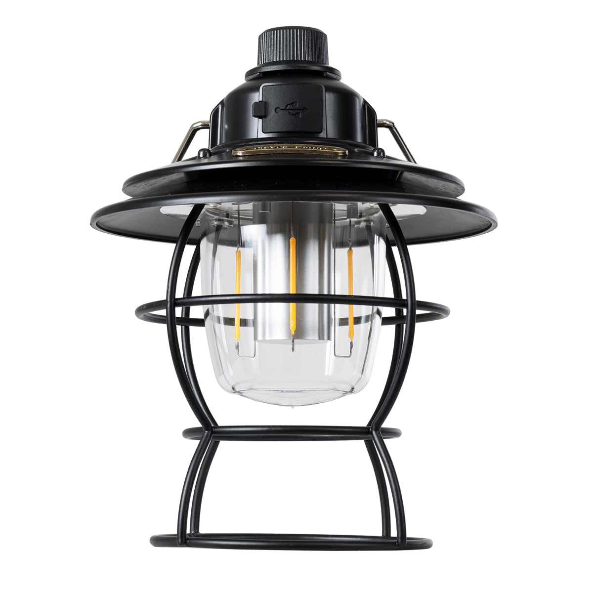 GloboStar® 85695 Αυτόνομο Φανάρι Camping LED 4W USB 2.0 με Επαναφορτιζόμενη Μπαταρία 1 x 18650 2000mAh Li-ion Power Bank IP20 Dimmable Μαύρο με Διάφανο Γυαλί CCT Εναλλαγή Φωτισμού μέσω On/Off All In One Ψυχρό 6000K+Φυσικό 4500K+Θερμό 2700K Φ13.5 x Υ17.5cm - ledmania.gr