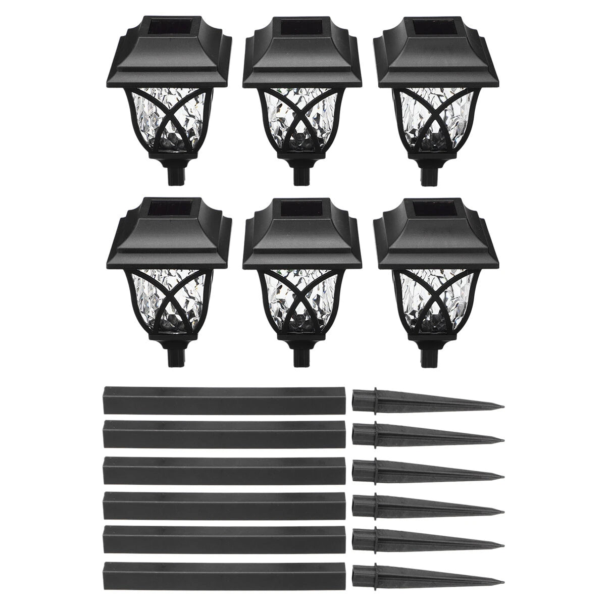 GloboStar® 85703 ΣΕΤ 6 Τεμαχίων Αυτόνομα Ηλιακά Φωτιστικά LED SMD 1W 100lm με Ενσωματωμένη Μπαταρία 600mAh - Φωτοβολταϊκό Πάνελ με Αισθητήρα Ημέρας-Νύχτας Αδιάβροχο IP65 Φανάρι Κήπου Τετράγωνο Λευκό Λευκό 6000K - ledmania.gr