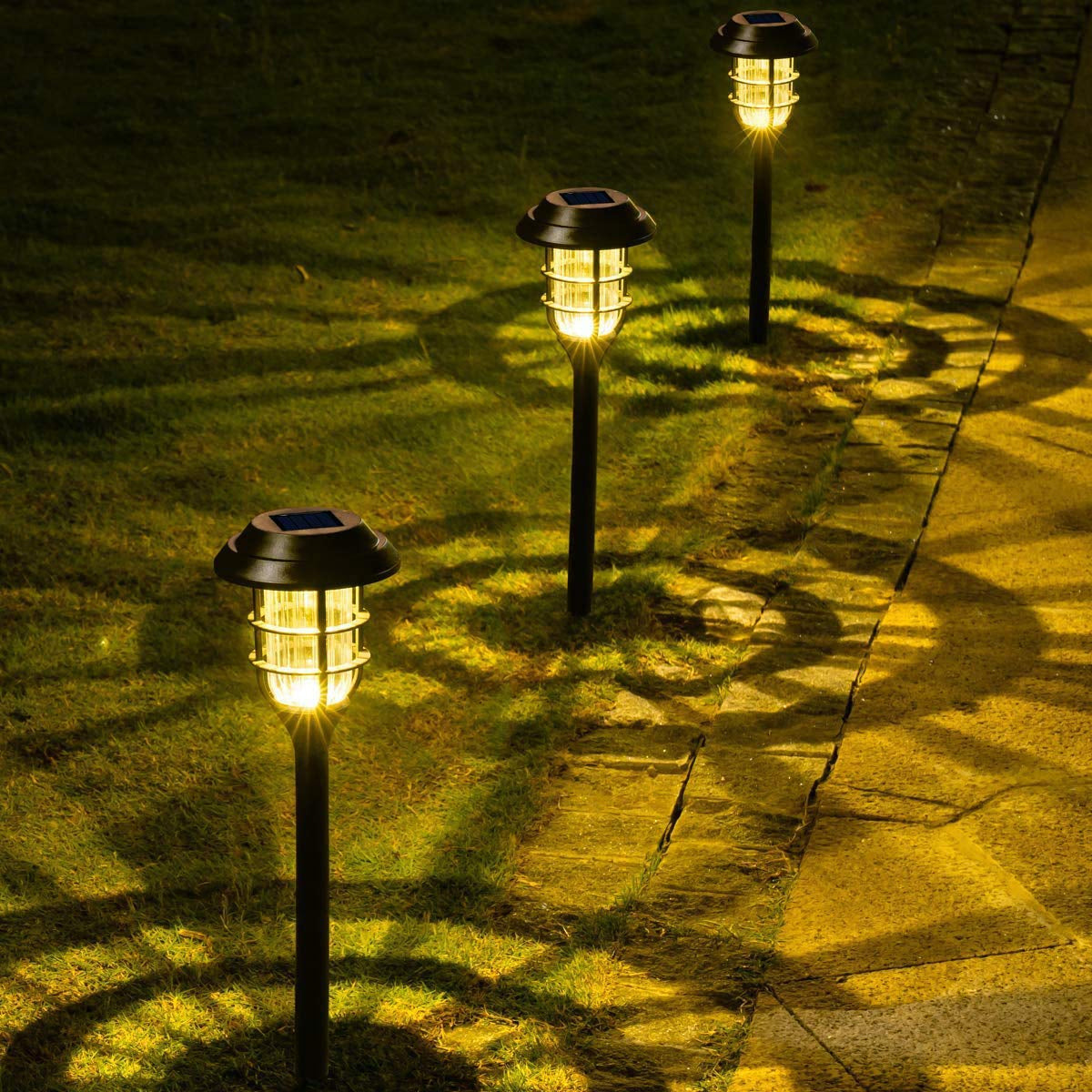 GloboStar® 85704 ΣΕΤ 6 Τεμαχίων Αυτόνομα Ηλιακά Φωτιστικά LED SMD 1W 100lm με Ενσωματωμένη Μπαταρία 250mAh - Φωτοβολταϊκό Πάνελ με Αισθητήρα Ημέρας-Νύχτας Αδιάβροχο IP65 Φανάρι Κήπου Στρογγυλό Θερμό Λευκό 3000K - ledmania.gr