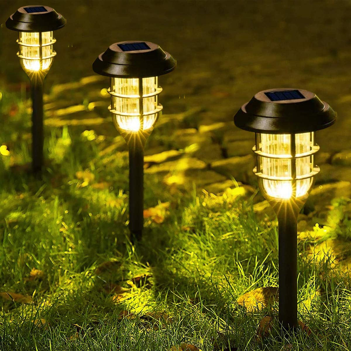 GloboStar® 85704 ΣΕΤ 6 Τεμαχίων Αυτόνομα Ηλιακά Φωτιστικά LED SMD 1W 100lm με Ενσωματωμένη Μπαταρία 250mAh - Φωτοβολταϊκό Πάνελ με Αισθητήρα Ημέρας-Νύχτας Αδιάβροχο IP65 Φανάρι Κήπου Στρογγυλό Θερμό Λευκό 3000K - ledmania.gr